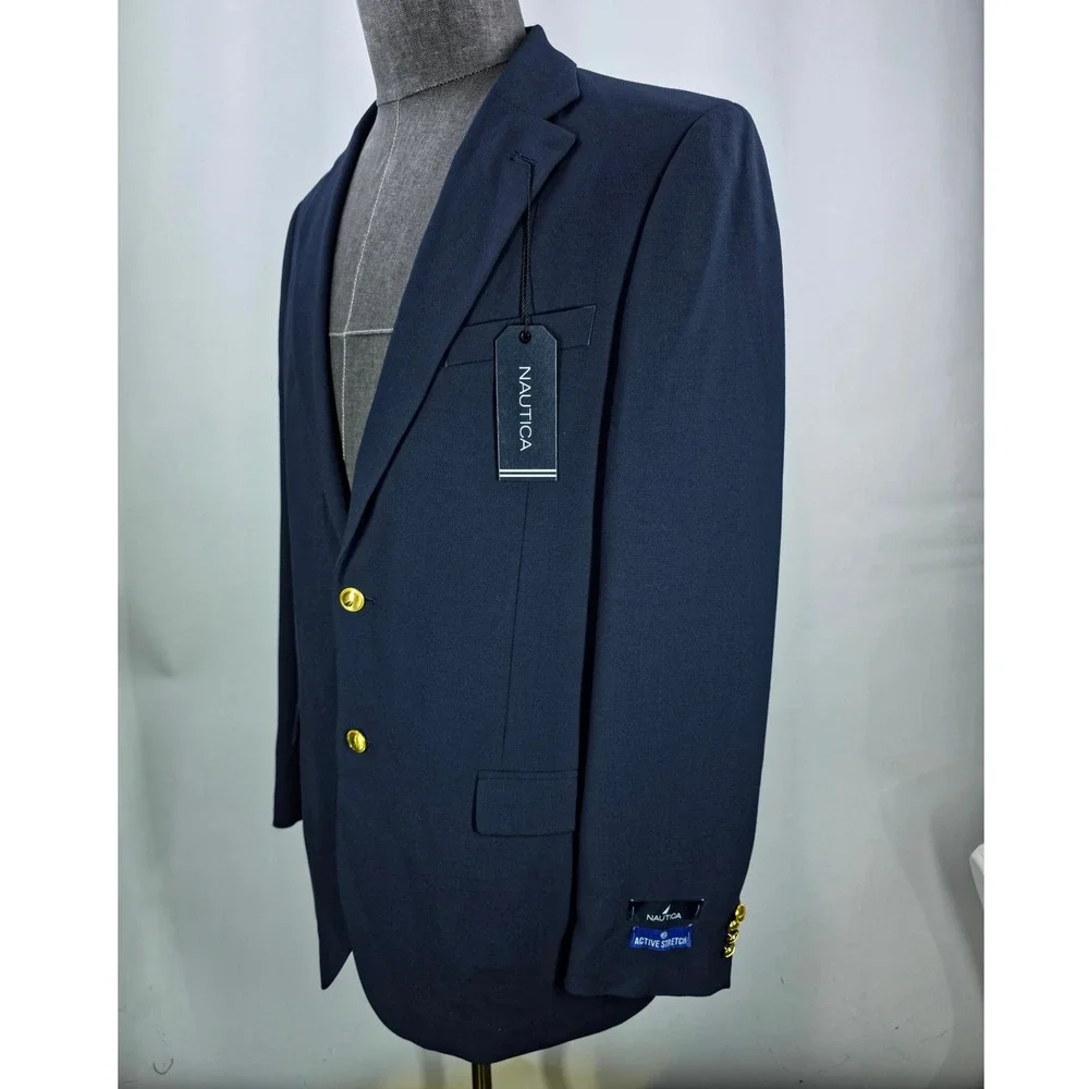 Nautica Sport Coat Mens 40L Navy Branford‎ Suit Quiet Luxury Business Casual NWT